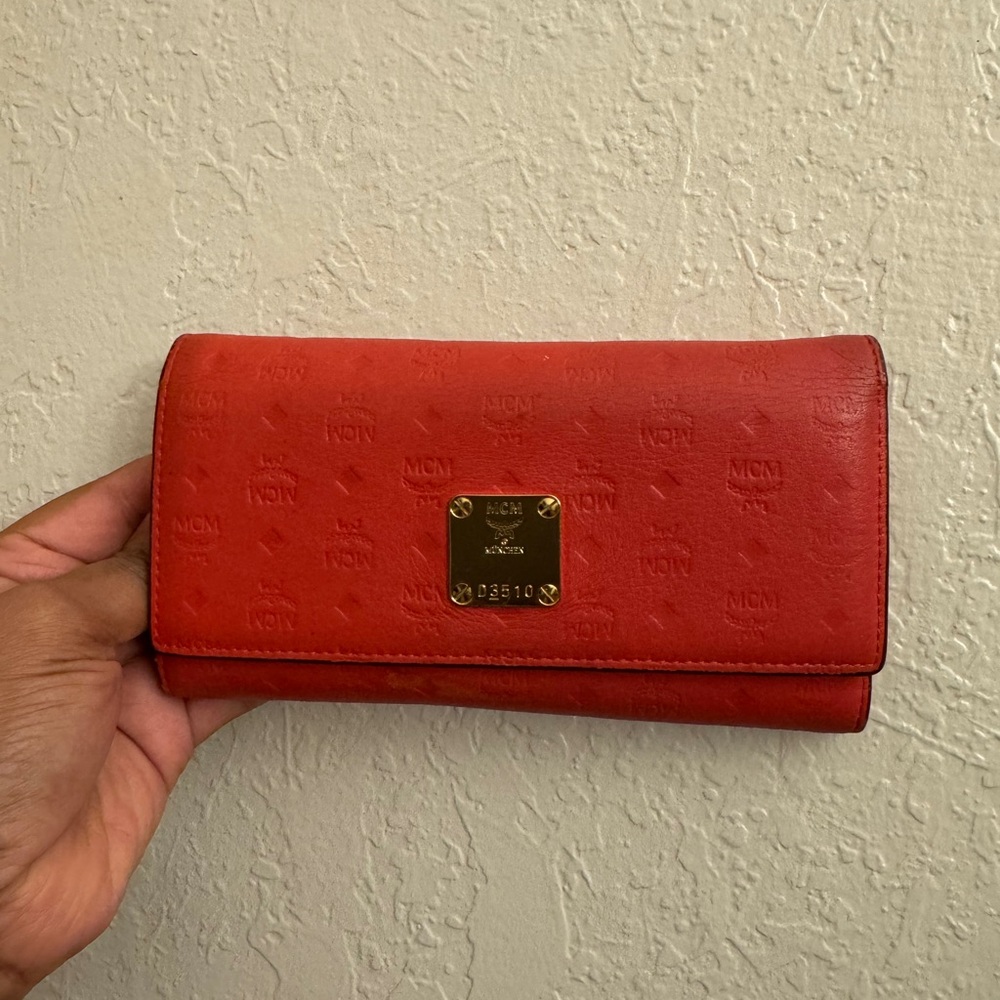 MCM Scarlet with gold accents Wallet